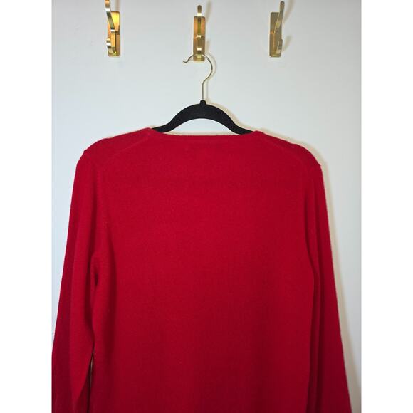 Queen Of Scots Red Cashmere Sweater Womens Long Sleeve Knit Top Size Large - Picture 6 of 8